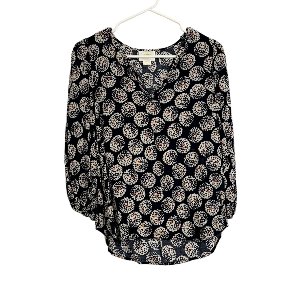 MAEVE BY ANTRHOPOLOGIE Blue Lightweight Casual 3/4 Sleeve Blouse 6